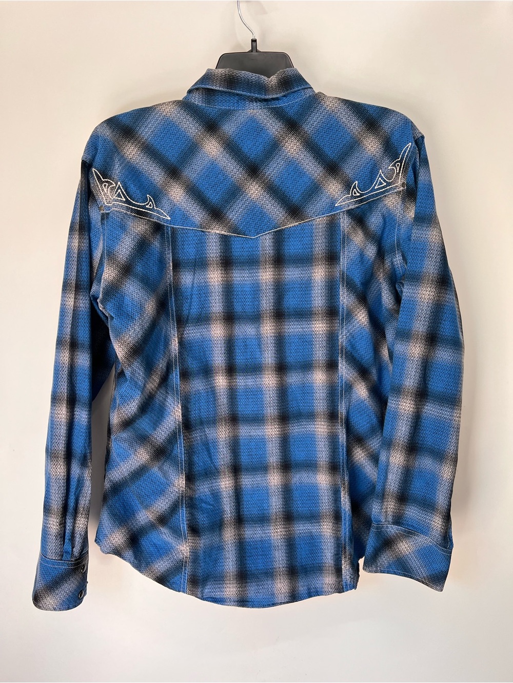 Rock 47 by Wrangler Men’s Blue Plaid Western Shirt - Picture 3 of 3